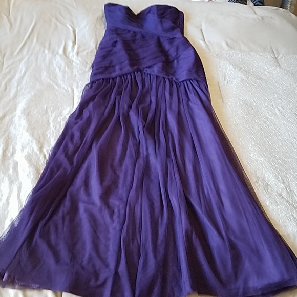 White by Vera Wang Purple Strapless Prom Wedding Gown Size 4 - Picture 3 of 10